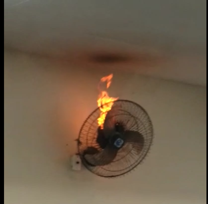 Ventilador pega fogo em colégio estadual de Camaçari e assusta estudantes; vejam o vídeo