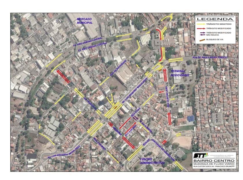 STT fará mudanças em ruas do centro de Camaçari