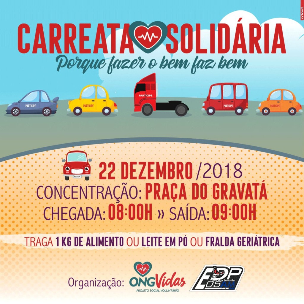 Carreata solidária acontecerá em Camaçari no dia 22 de dezembro